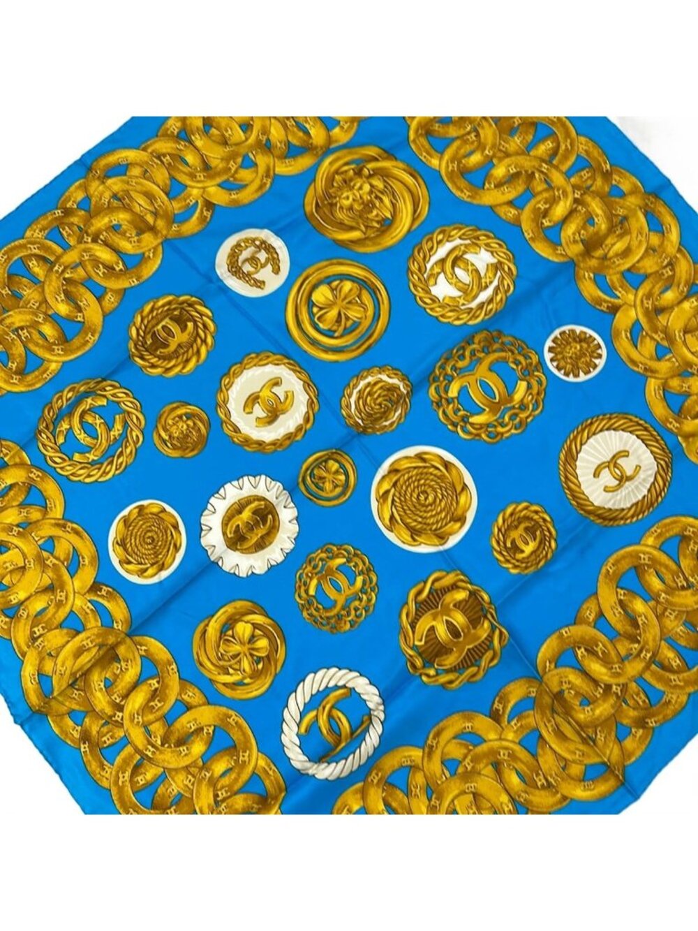 Chanel Scarf Blue Yellow